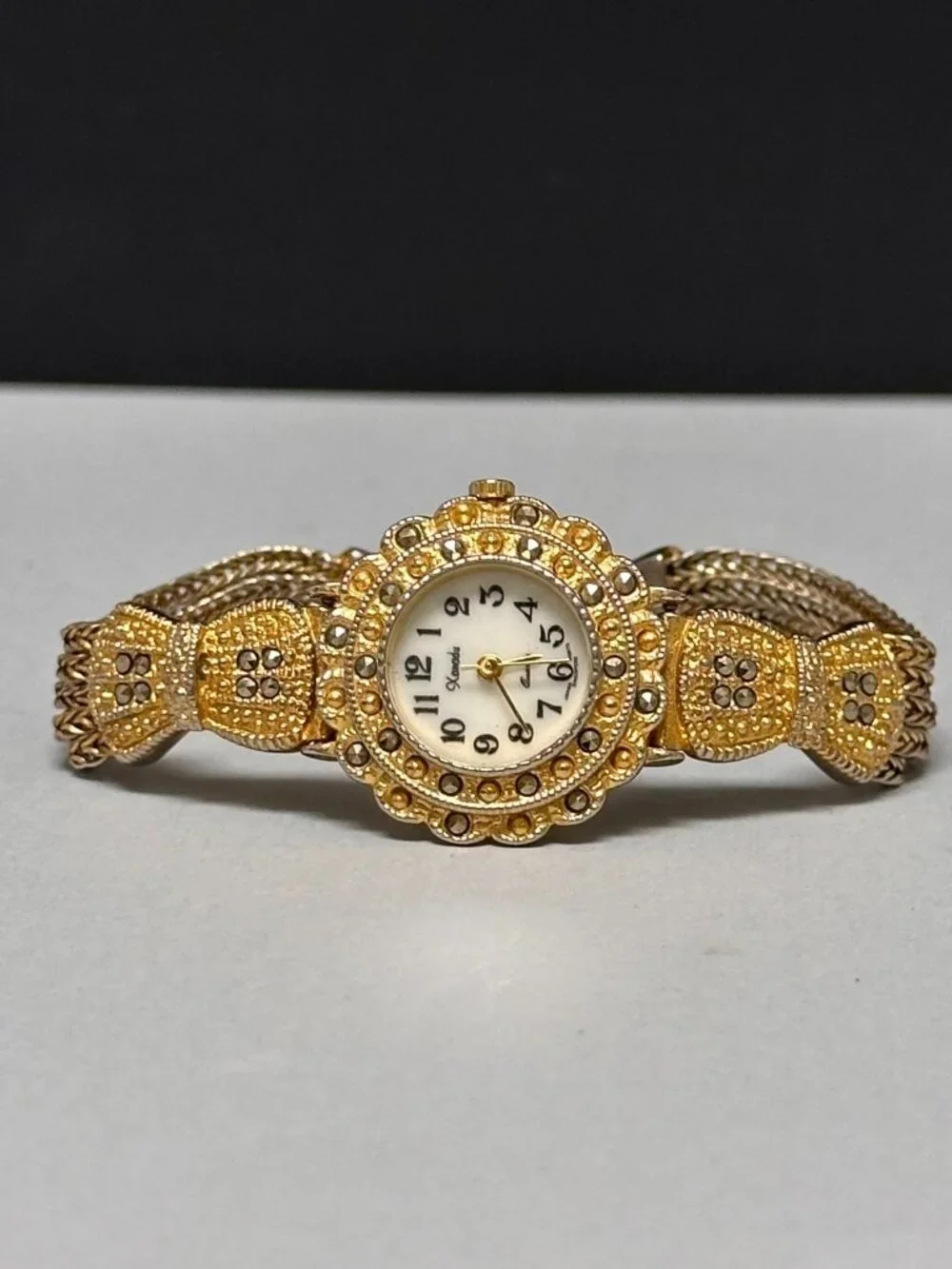 Xanadu Watch Women Gold Tone Multi Chain Band Marcasite Accents New Battery